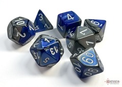 Gemini Blue-Steel/white Polyhedral 7-Dice Set